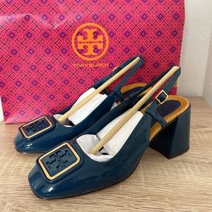 Tory Burch, Georgia Slingback heels in Summer Jeans Blue, Size 5.5